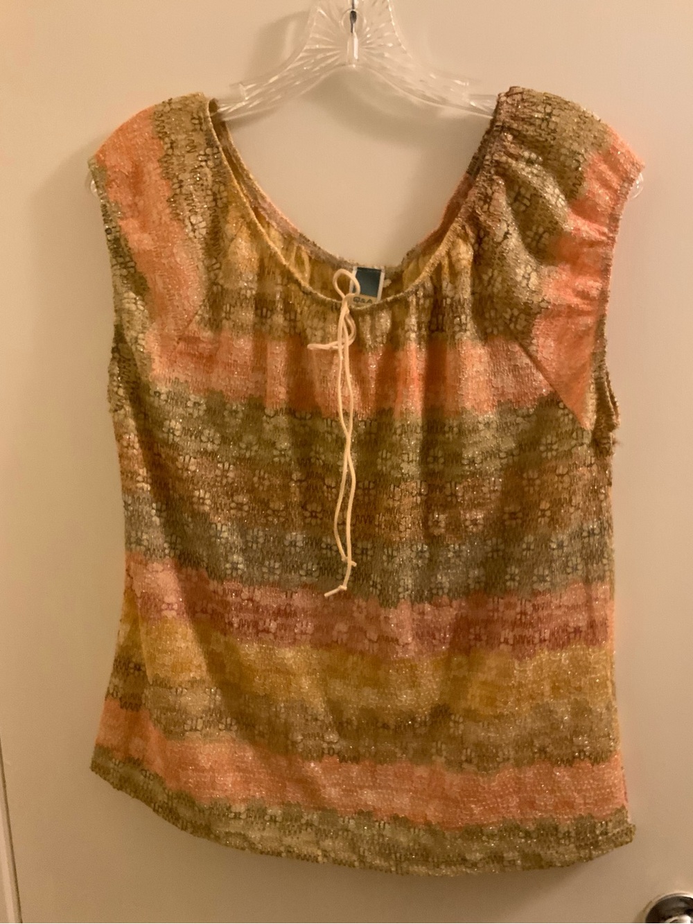 Vintage Y2K Women’s Multicolor Striped Tie-Neck Tank Top